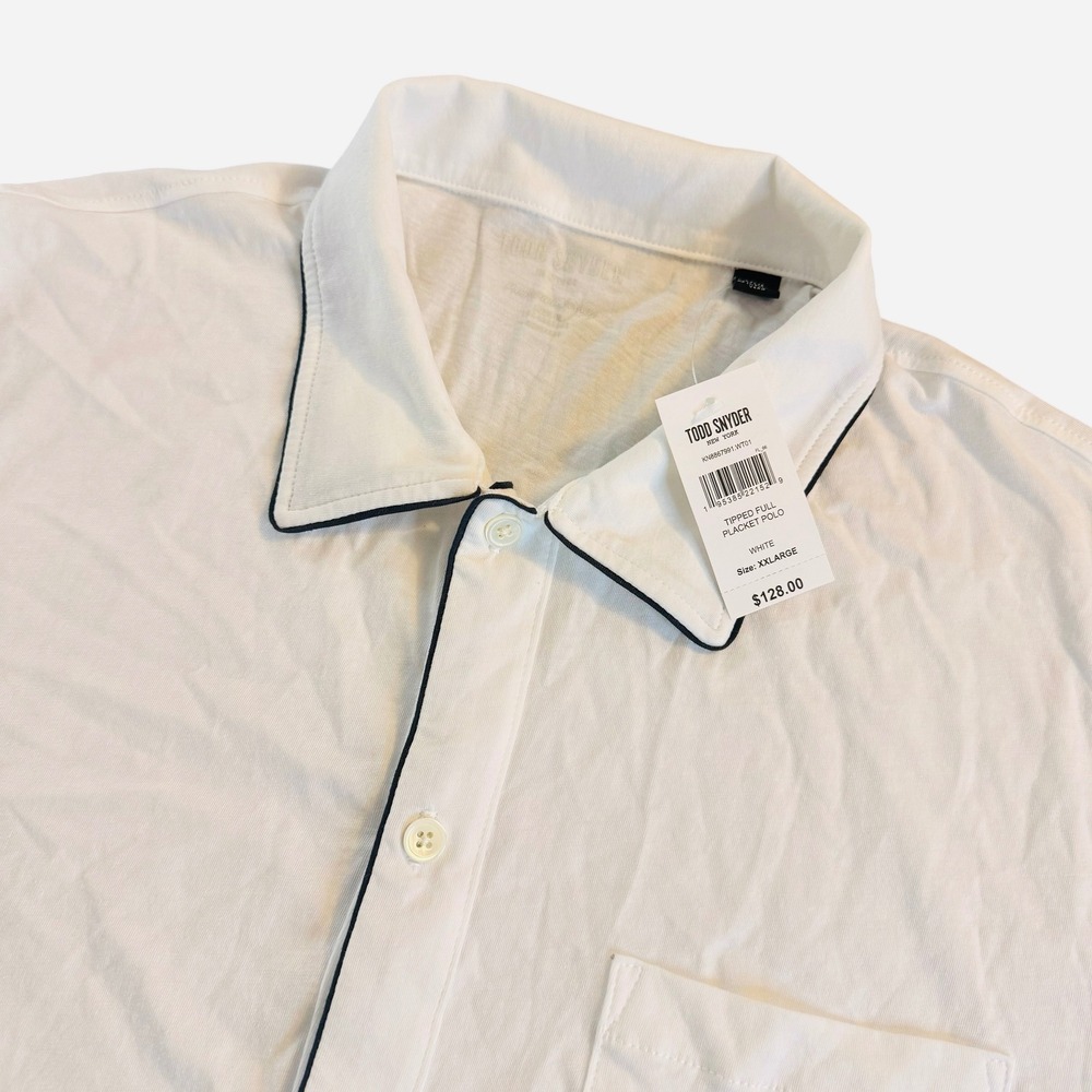 Todd Snyder White Tipped Full Placket Polo Shirt Mens XXL Premium Jersey NWT
